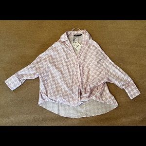 Zara White and Pink Blouse